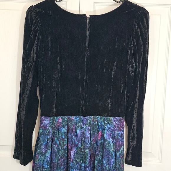 Vintage Velvet Metallic Dress Lanz Originals‎ Small Midi 80s Glam Paisley - Picture 5 of 7